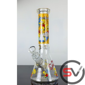 THE SIMPSONS GLASS WATER PIPE WITH ICE CATCHER 10inch